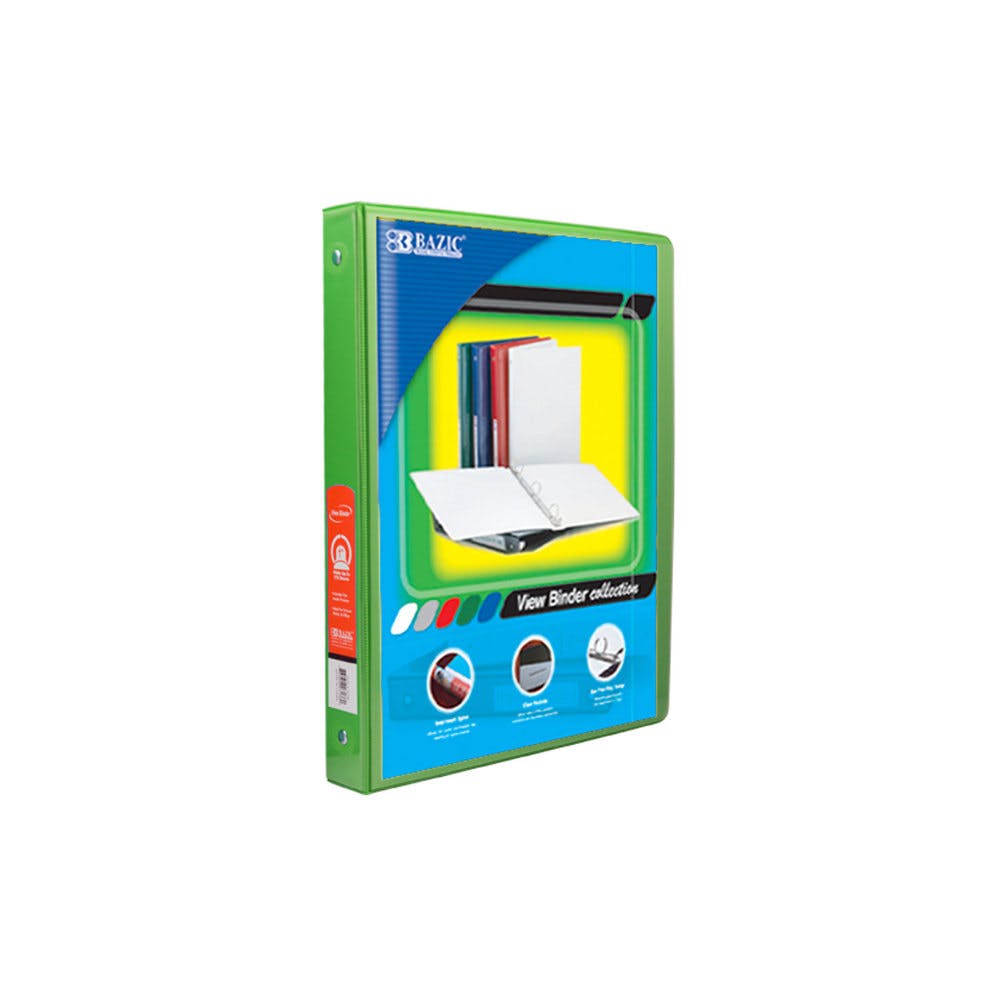 0.5" 3-Ring View Binder - Lime Green 2 Pockets 2