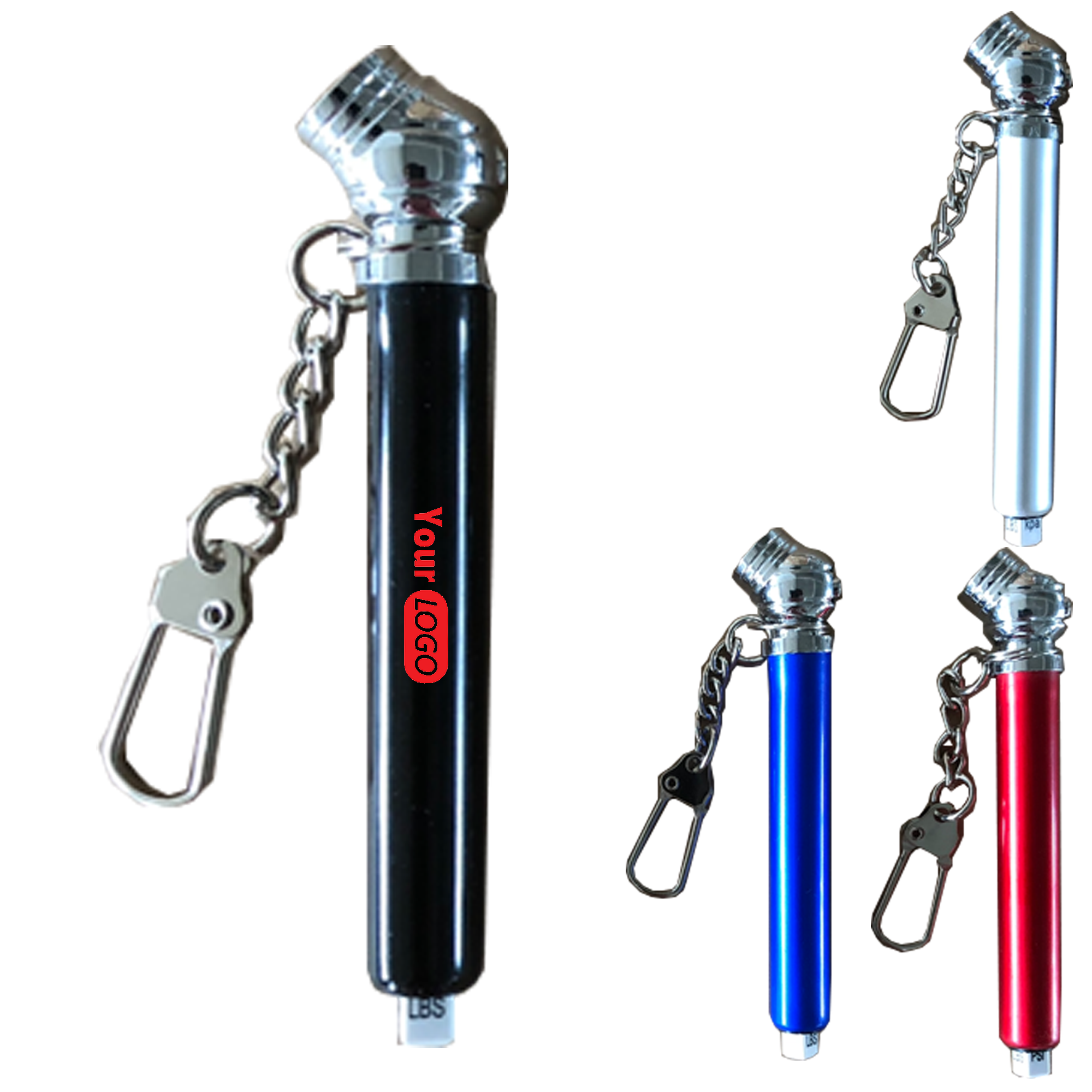 Aluminum Pen Size Tire Gauge with Keychain (Reads 10-50 PSI) 2