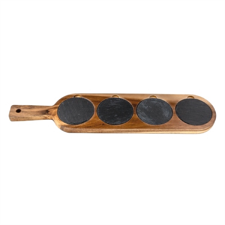 Long Flair Acacia Wood & Slate Serving Board 4
