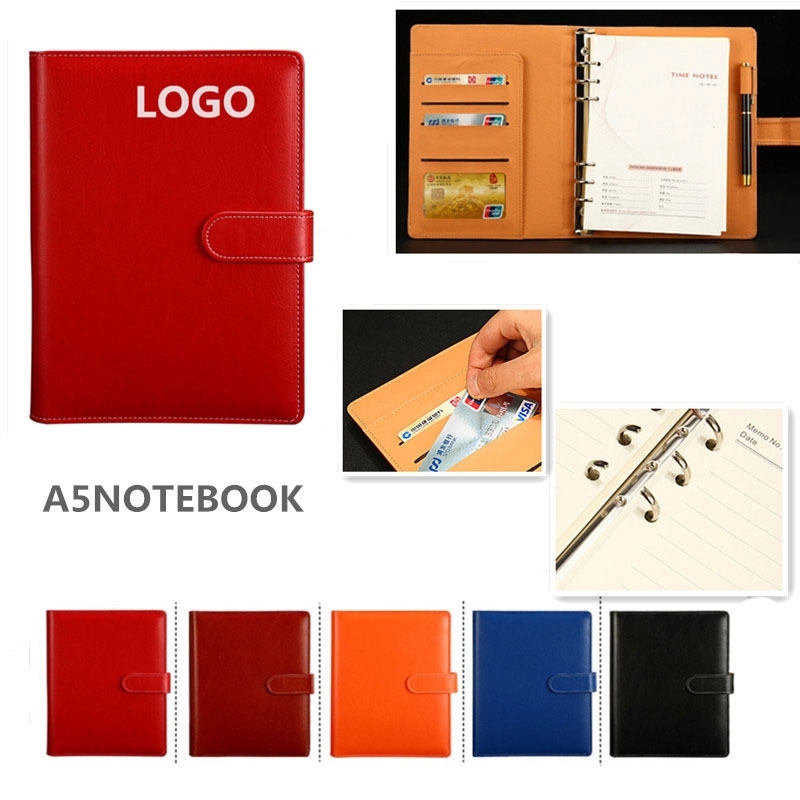 A5 Commercial Leather Hardcover Loose-leaf Notebook 3