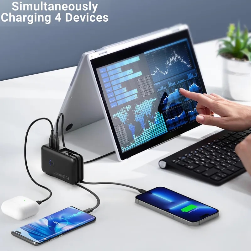 15000mAh Power Bank Built-in AC Wall Plug and Cables 5