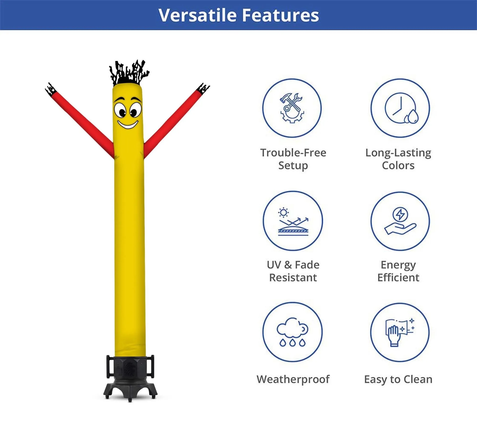 Yellow with Red Arms Inflatable Tube Man with Blower 1