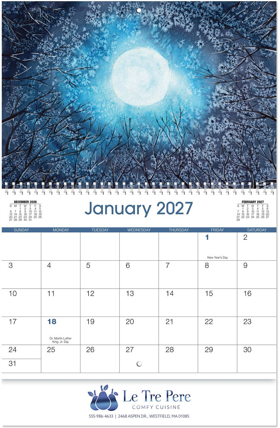 WATER COLOR SPIRAL WALL CALENDAR 19