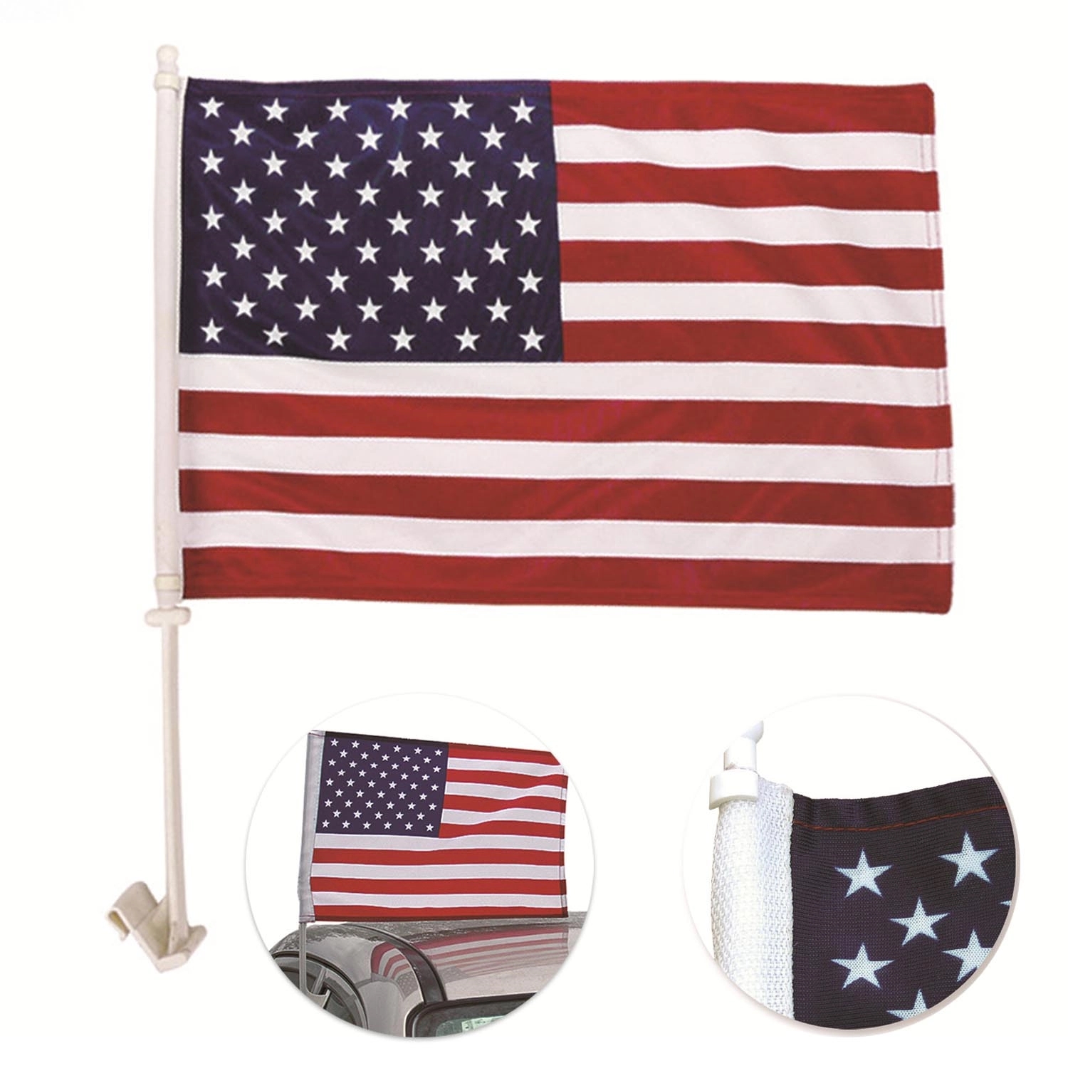 Car Flags 12"X 18" Inch W/ Flagpoles 3
