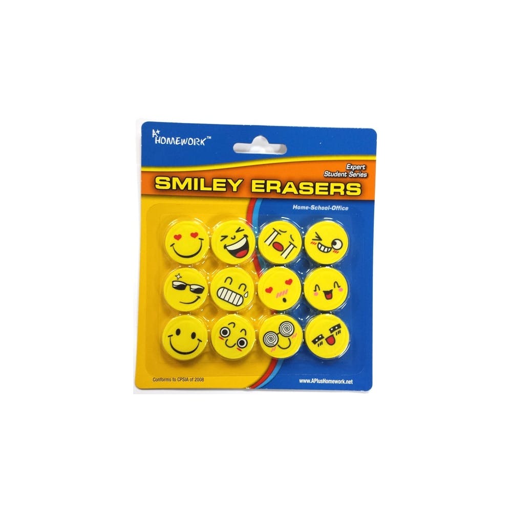 Smiley Face Erasers - 12 Count 2