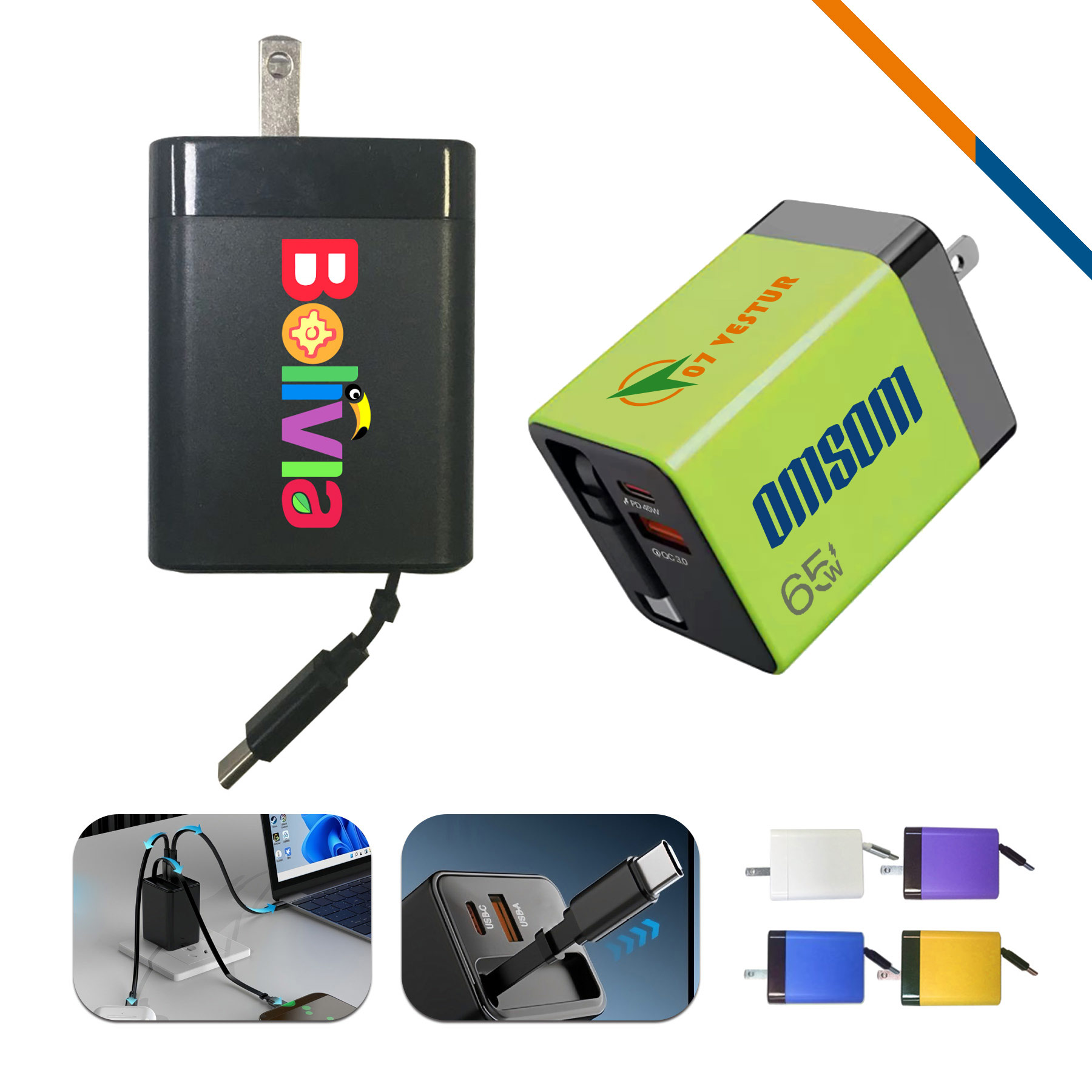 QuickPack 65W Retractable Fast Charger 13