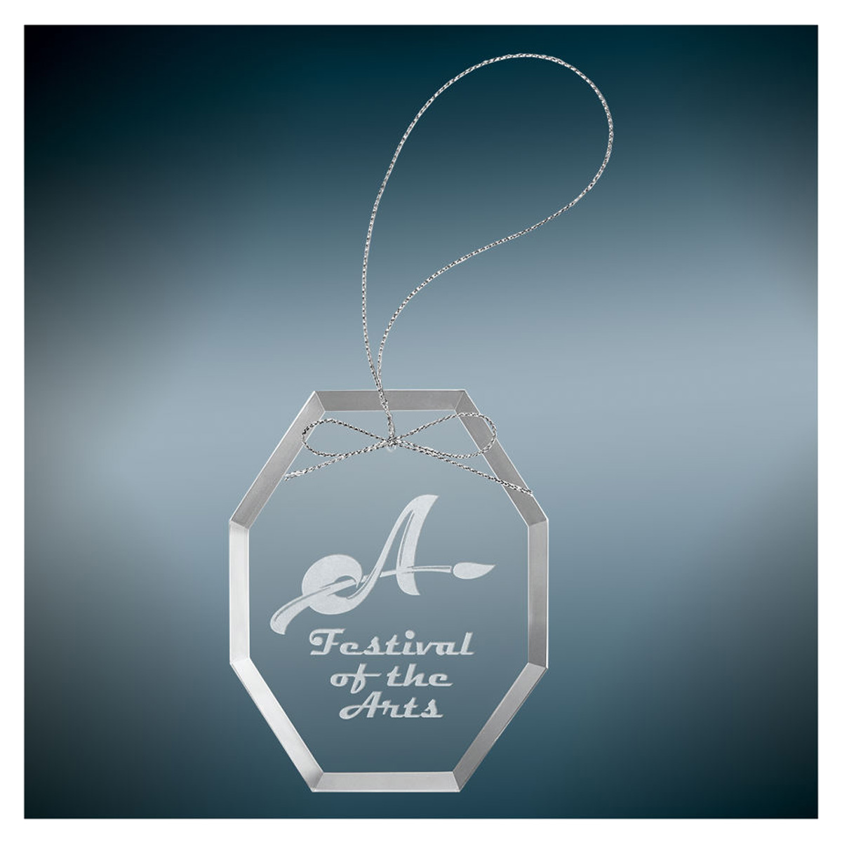 3 3/4" Octagon Clear Glass Ornament