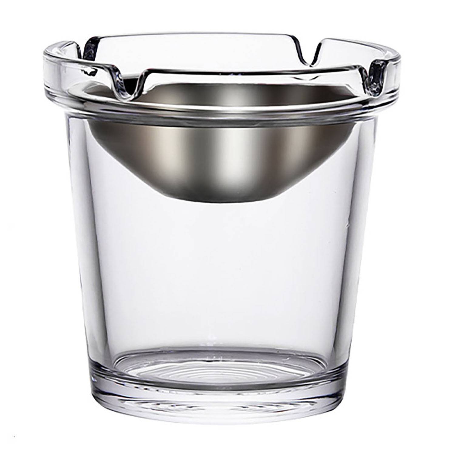 Car Funnel Glass Ashtray w/ Stainless Steel Lid 3