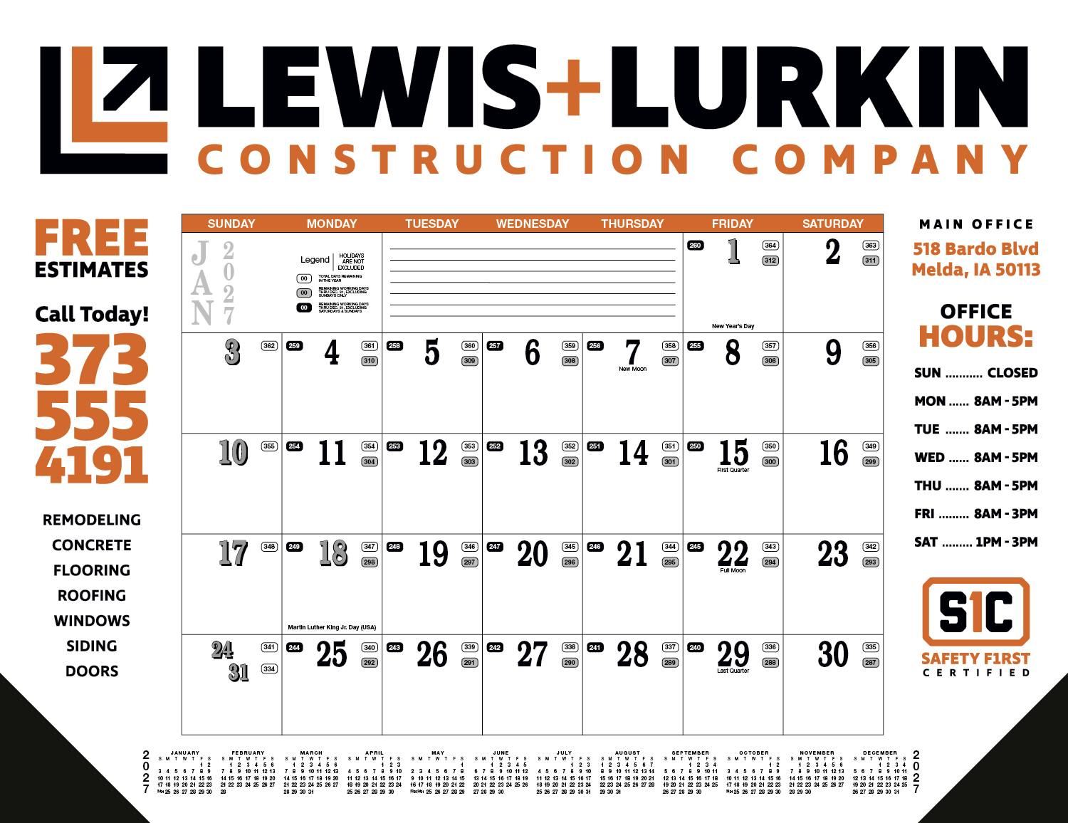 Skinner & Kennedy® Contractor's Desk Pad Calendar 9