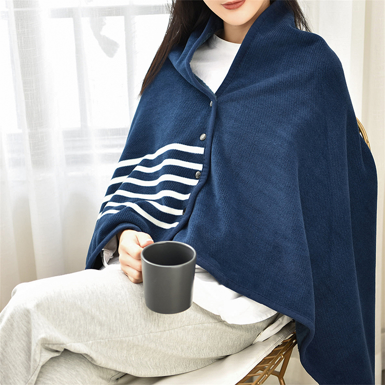 Fleece Wearable Blanket Poncho Throw With Buttons 2