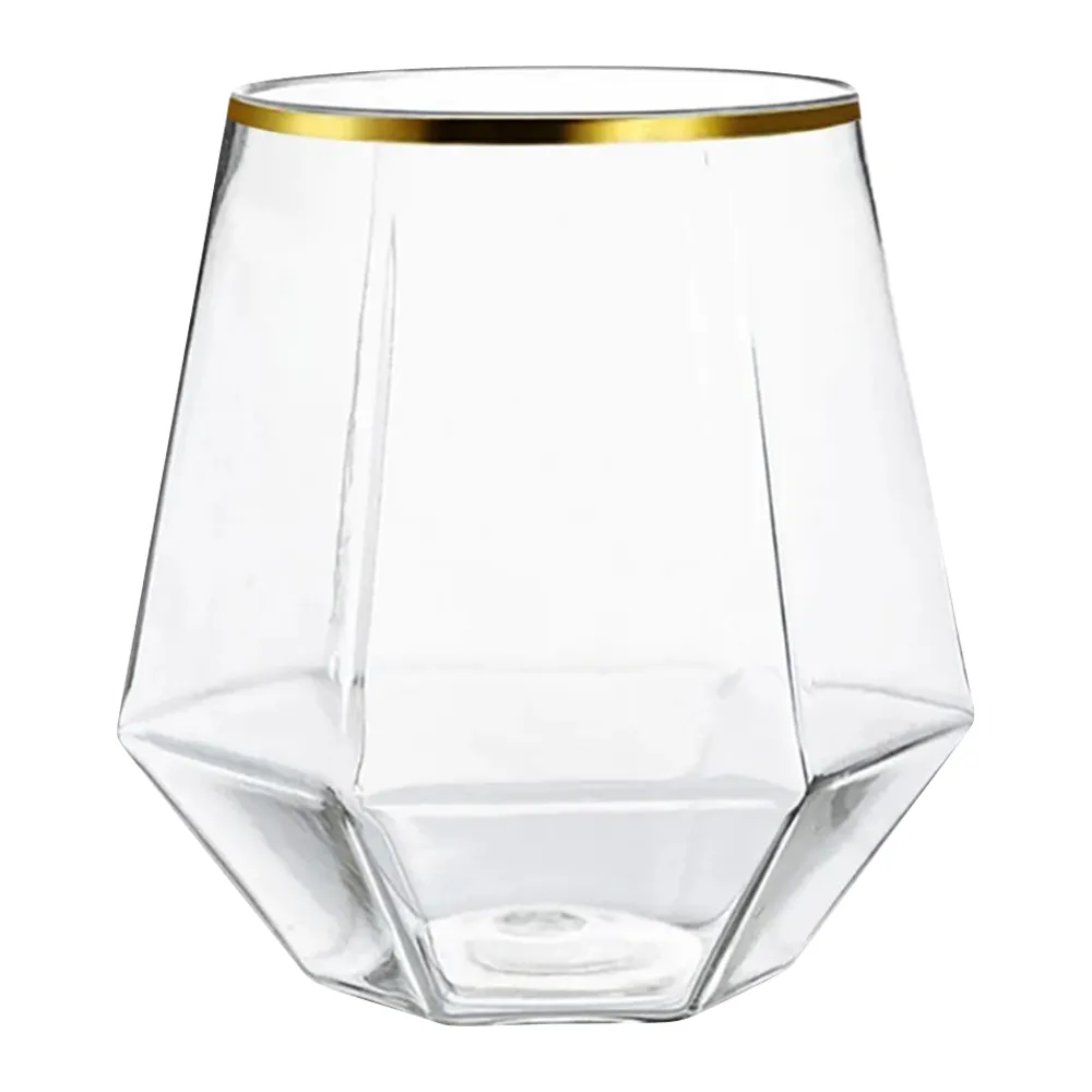 10.5oz. Gold Rimmed Diamond Wine Glass 2