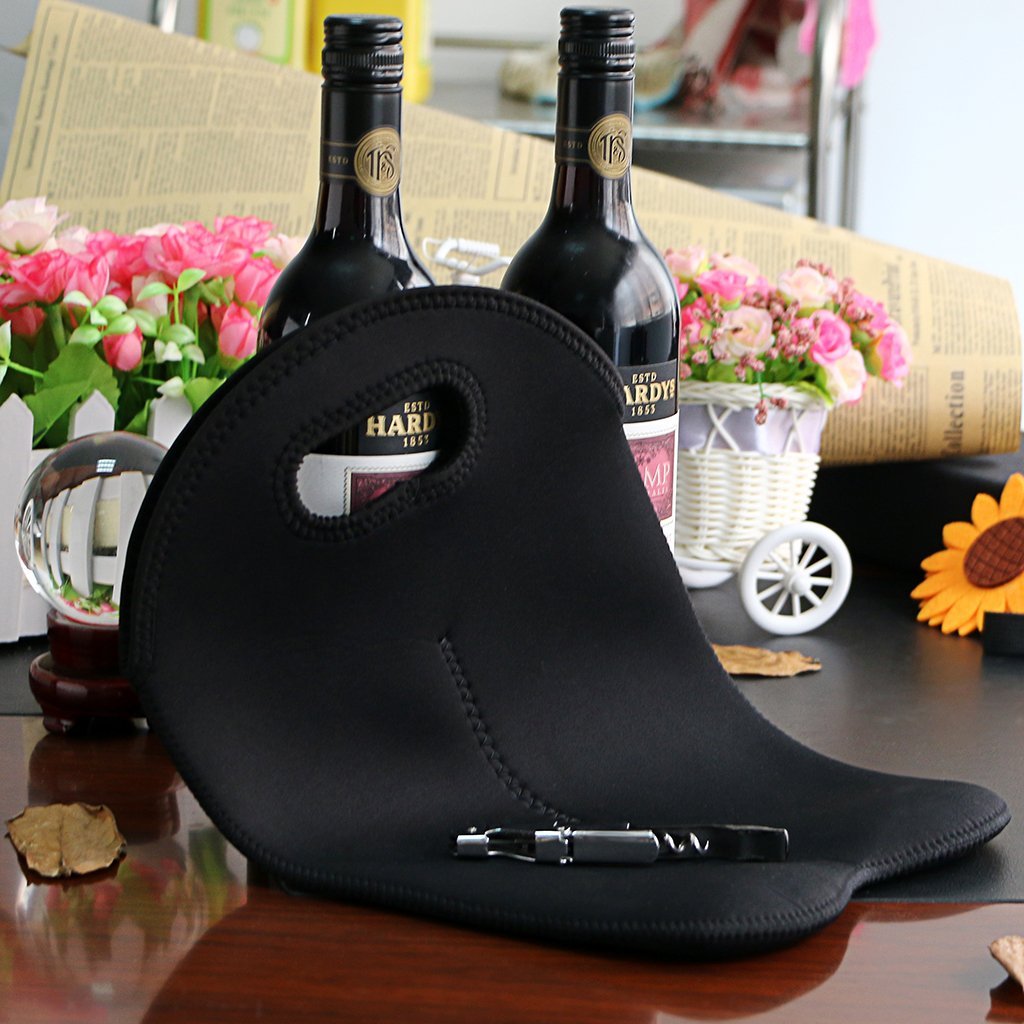 iBank ® 2-Bottle Neoprene Wine Carrier Tote Bag, Bottle Holder 1
