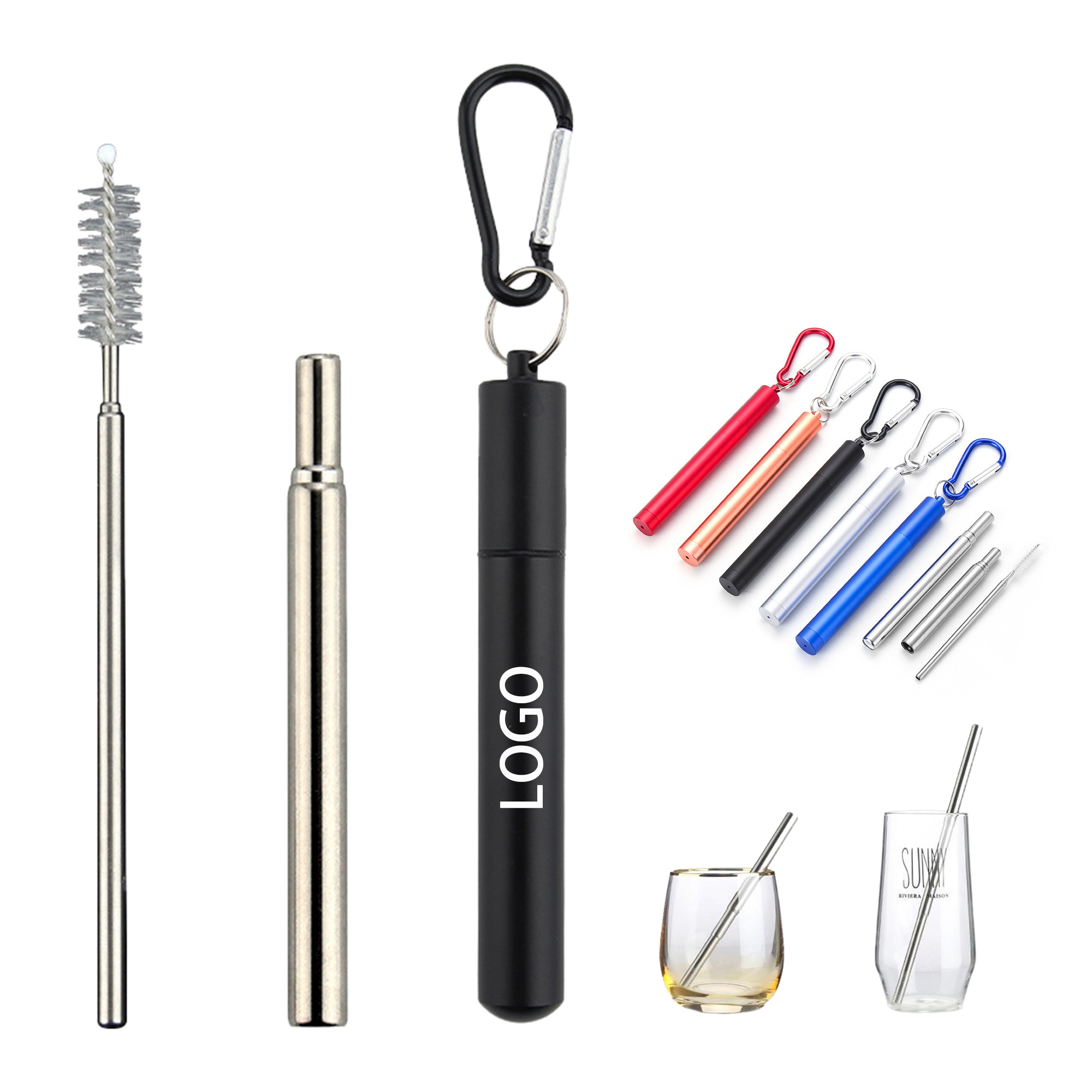 Portable Three Section Foldable Stainless Steel Straw 1