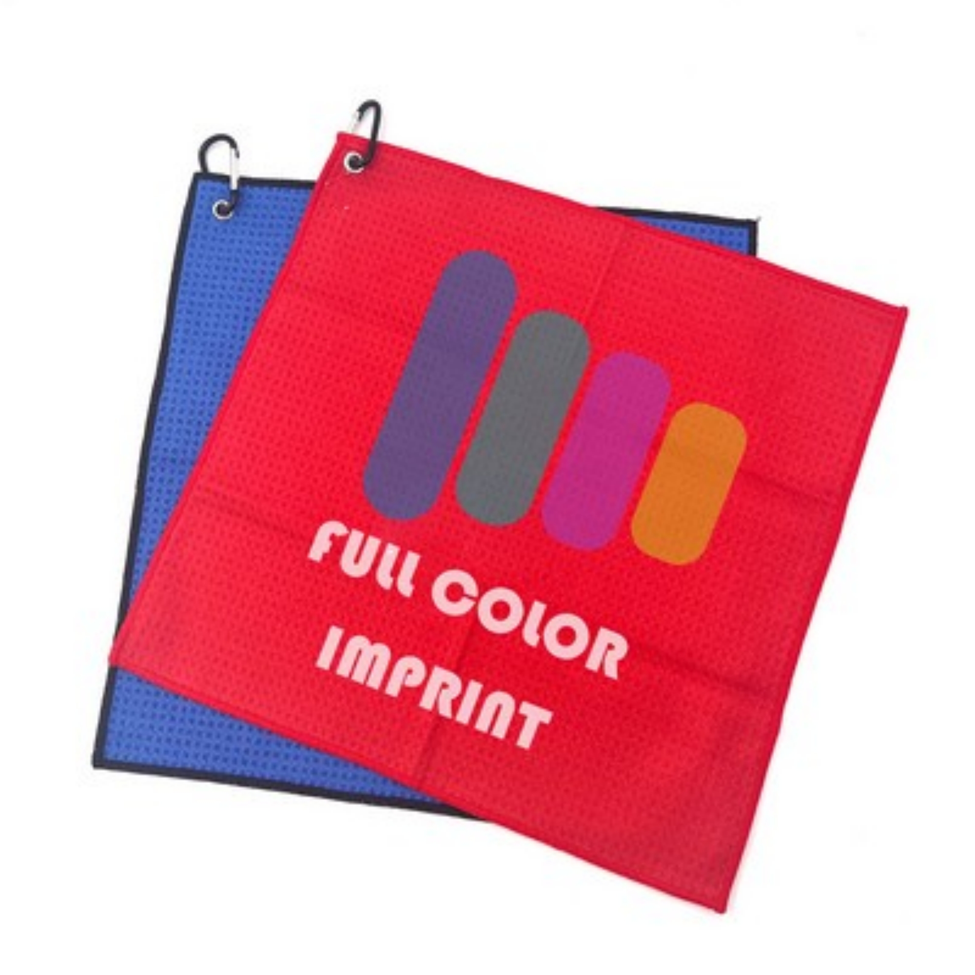 12" x 12" Full Color Sublimated Waffle Microfiber Golf Towel w/ Grommet 2