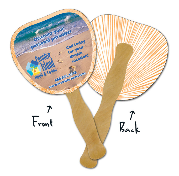 Mini Hand Fan - 5.25x5.5 Palm/Leaf Shaped Laminated - 14 pt. 3