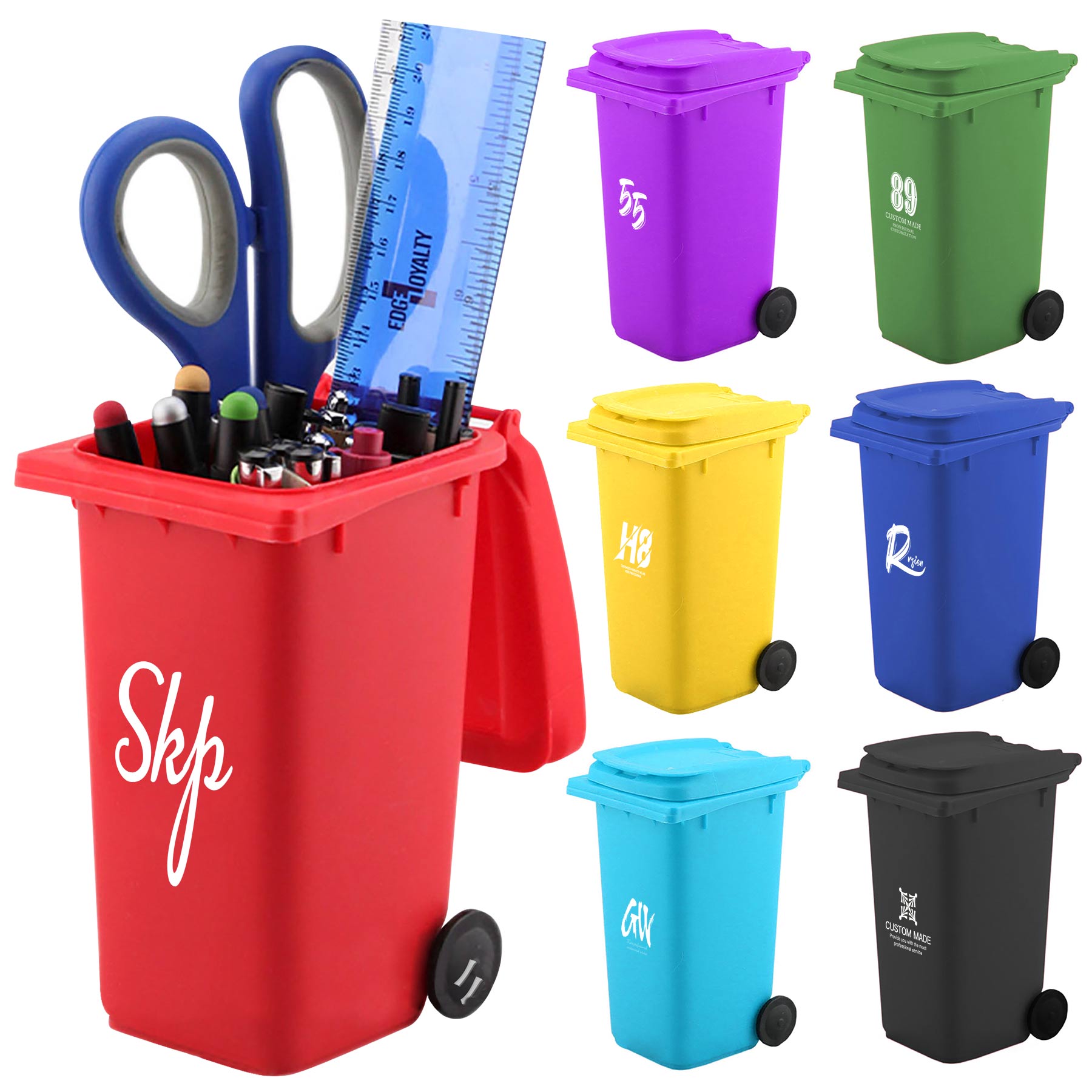 Mini Curbside Garbage Trash Bin Pen Holder 1