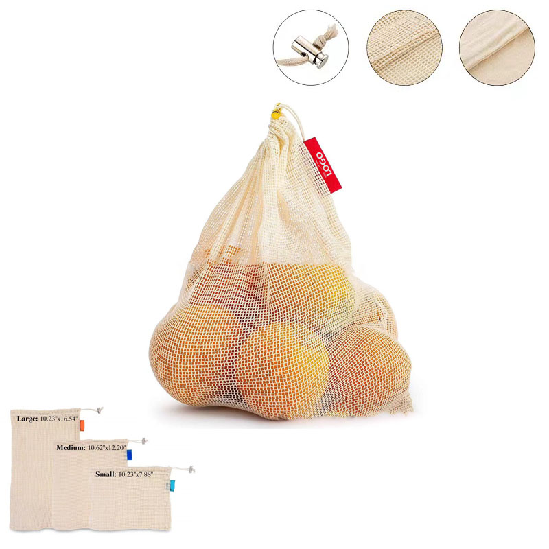 Cotton Mesh Drawstring Bag 1