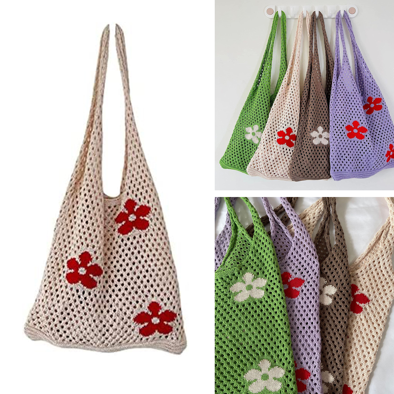 Crochet Tote Bag Fairycore Hobo Bag, custom tote bag with logo imprint 1