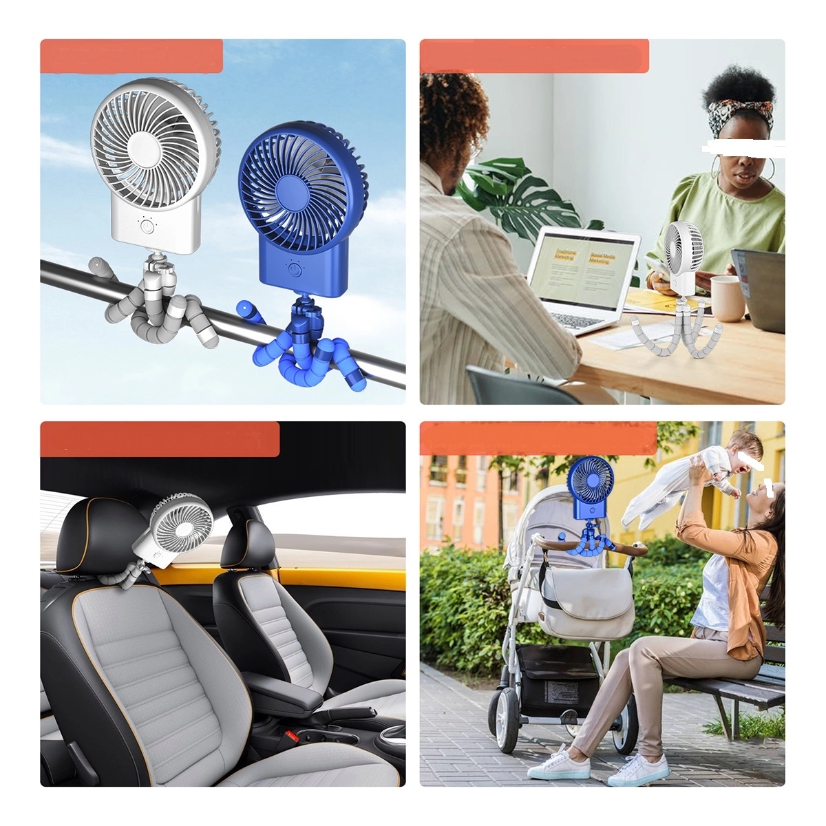 Rechargeable Tripod Clip-On, Handheld Fan 2