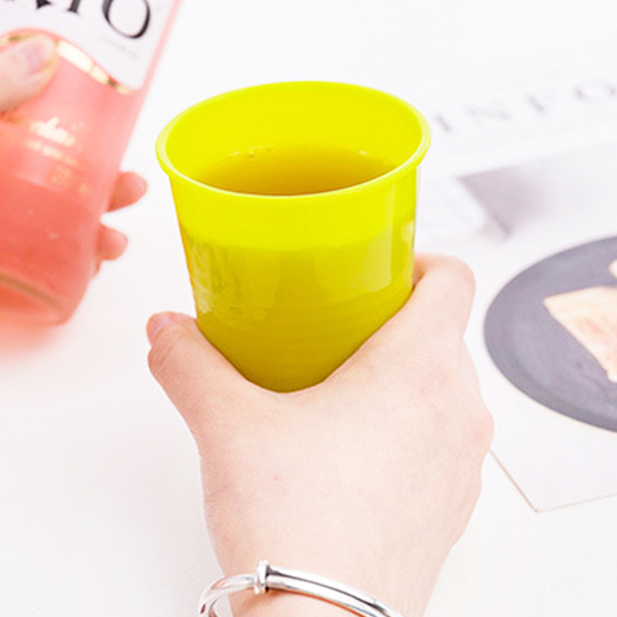 13Oz. Durable Stackable Plastic Beverage Cup with Ribbed 5
