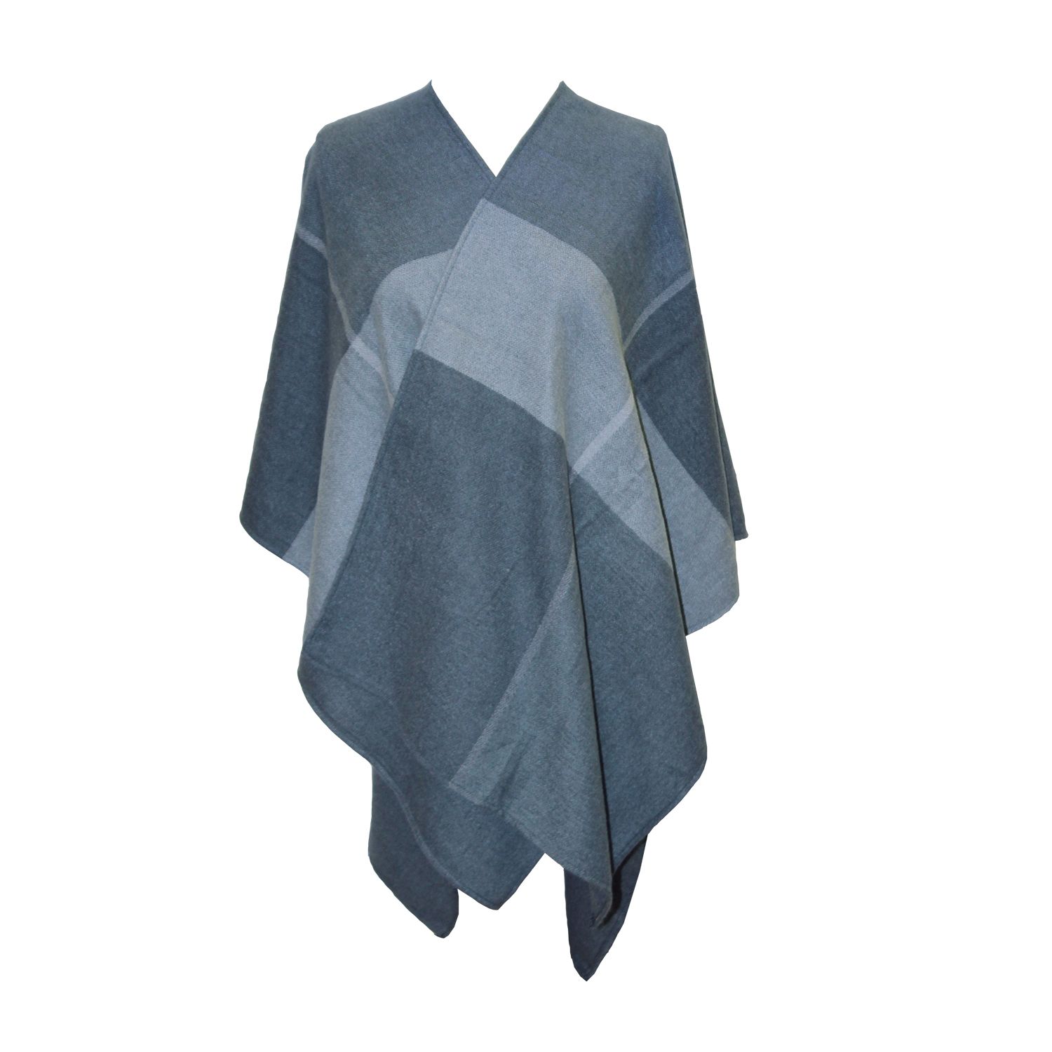 Light Grey and Dark Gray Plaid Blanket Wrap 2