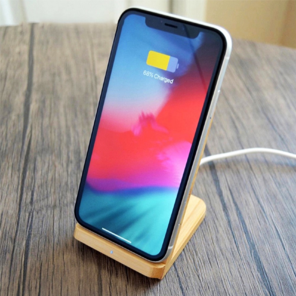 Bamboo Fast Wireless Charging Phone Stand 9