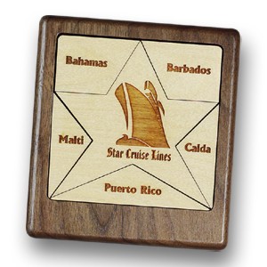 Wood Jigsaw Puzzle - 6 piece square with star design 20