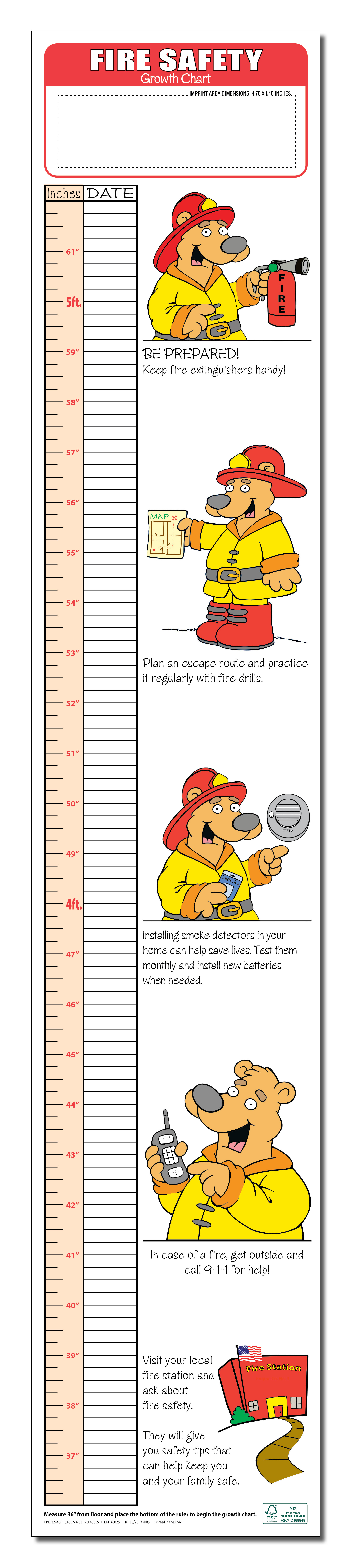 GROWTH CHART - Fire Safety Children's Growth Chart 2