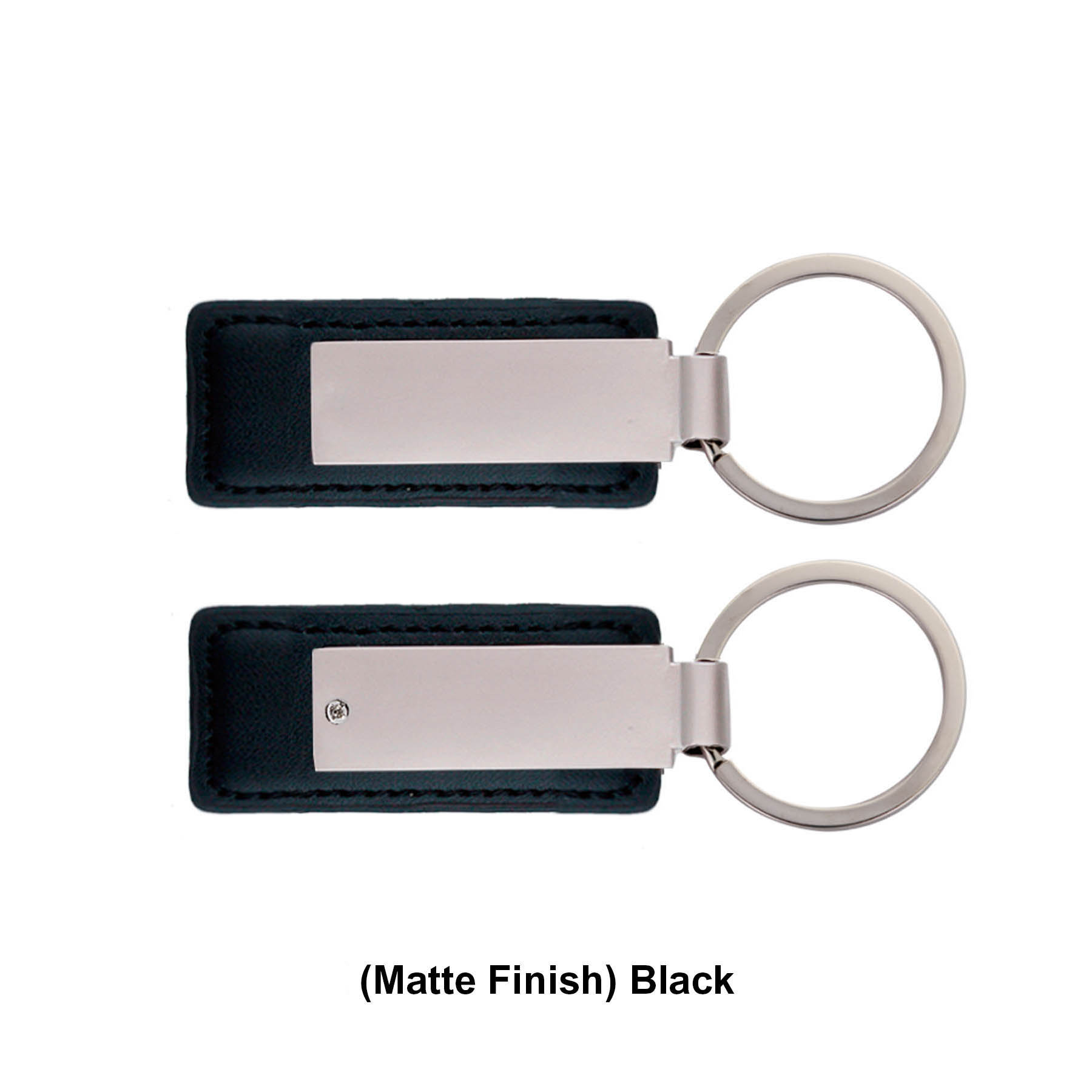 Leatherette with Rectangular Metal Black Matte Key Tag 6