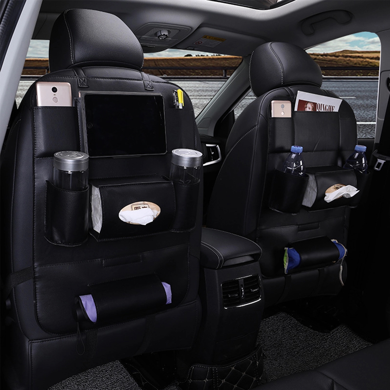 Car Backseat Storage Organizer Pu Leather 2