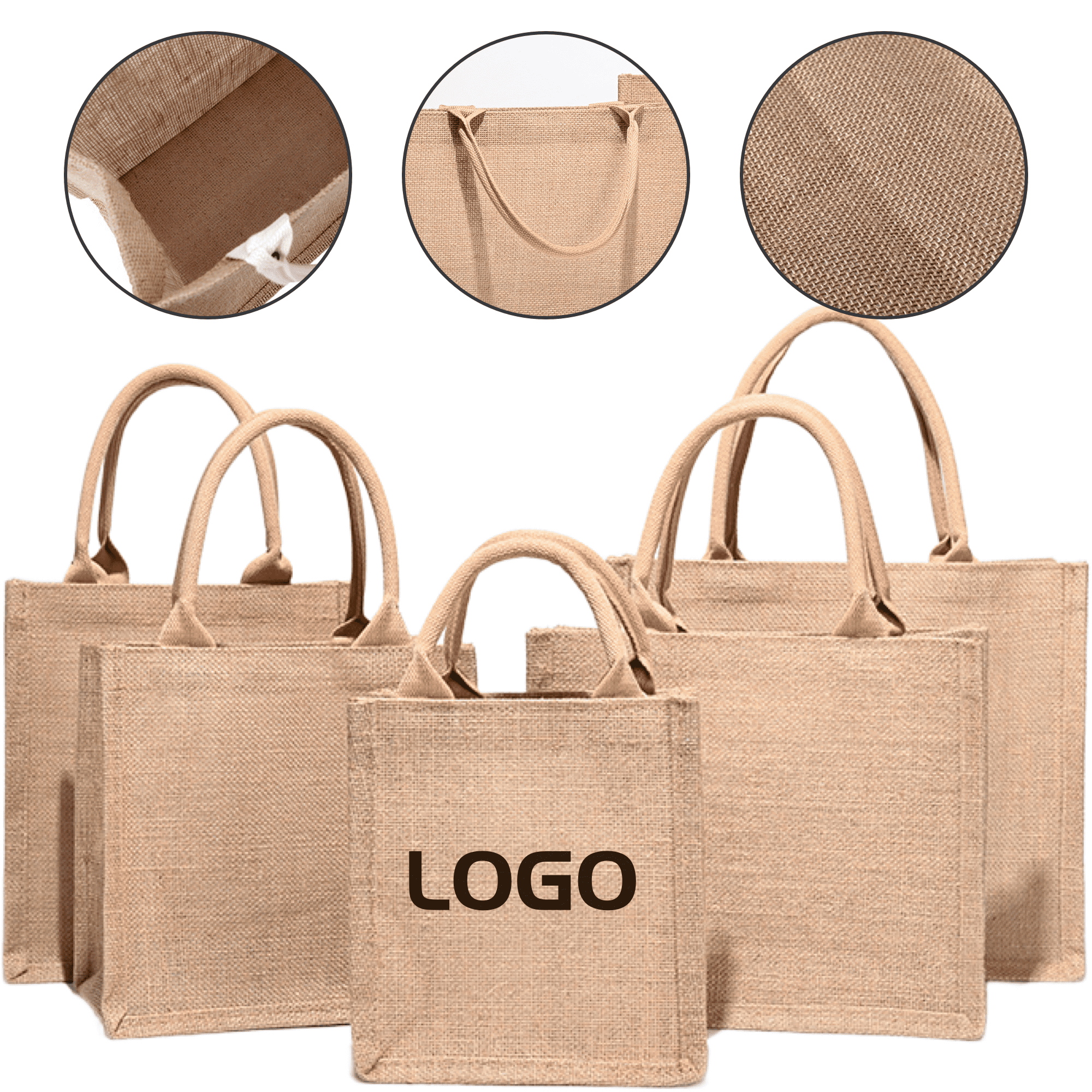 Eco-Friendly Jute Carry Bag, custom tote bag with logo imprint 3