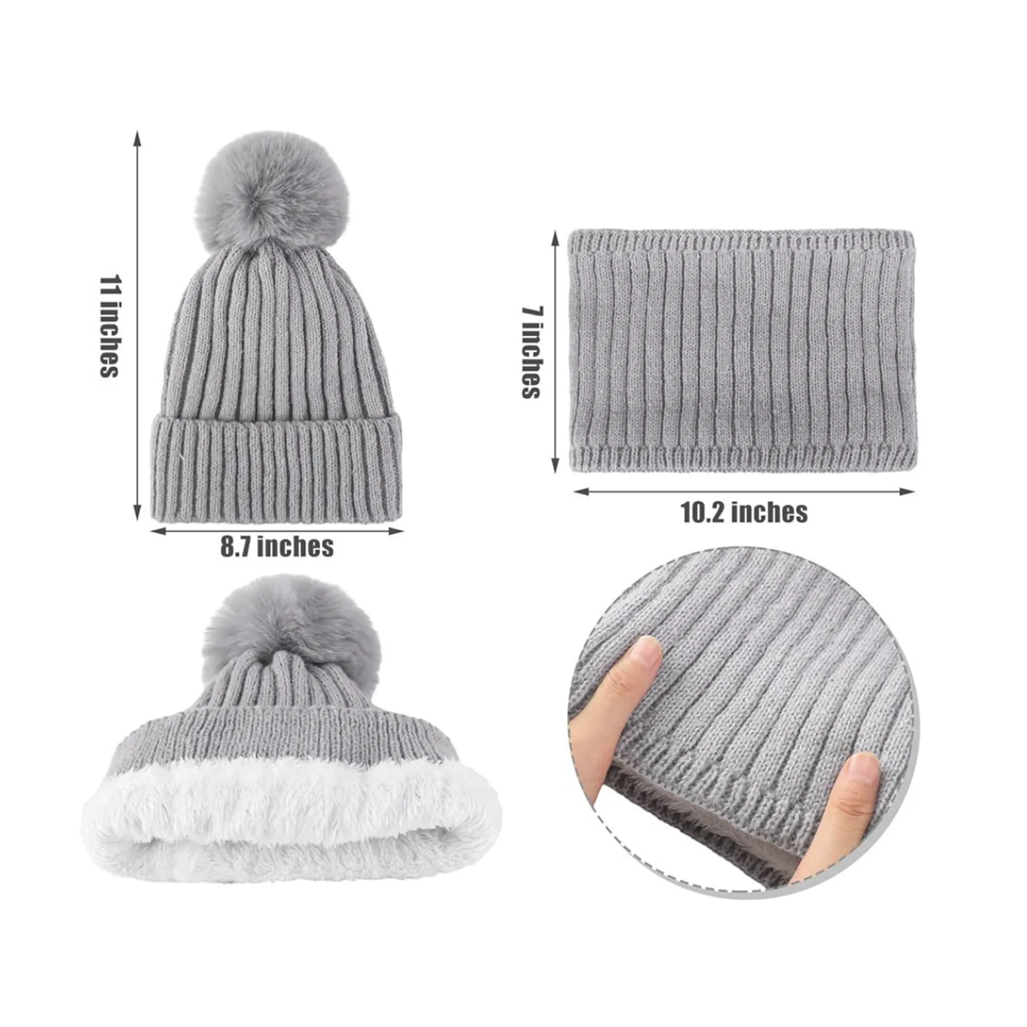 Three Piece Set Of Warm Gloves Hat And Scarf 3