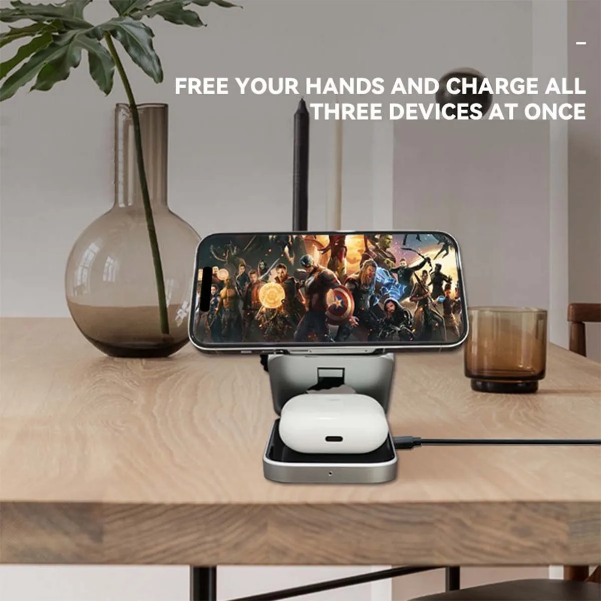 3in1 Adjustable Foldable Magnetic Wireless Charging Station 6