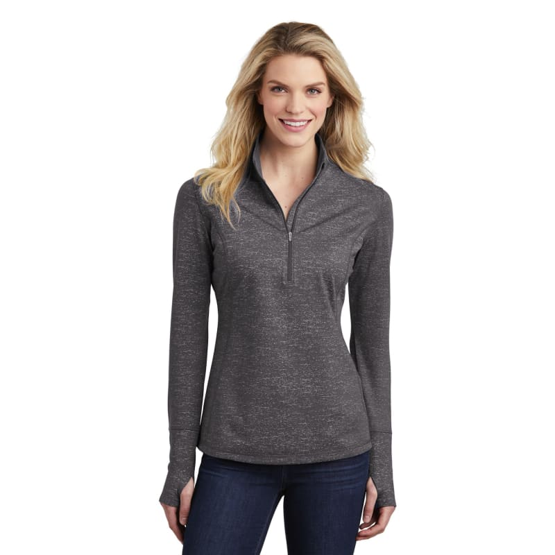 Sport-Tek Women's Sport-Wick Stretch Reflective Heather 1/2-Zip Pullover. 11