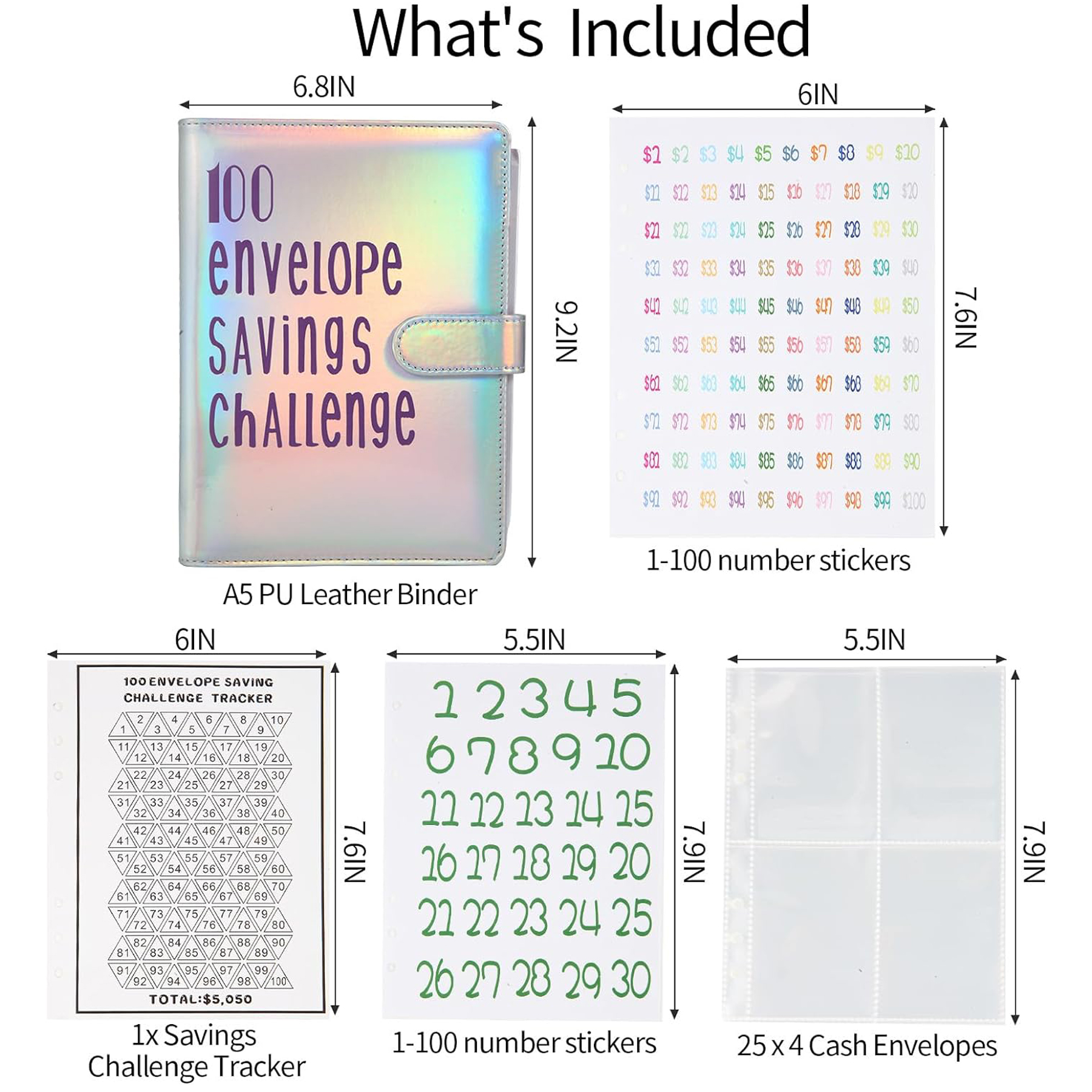 100 Envelope Savings Challenge A5 Cash Budgeting Envelopes 8