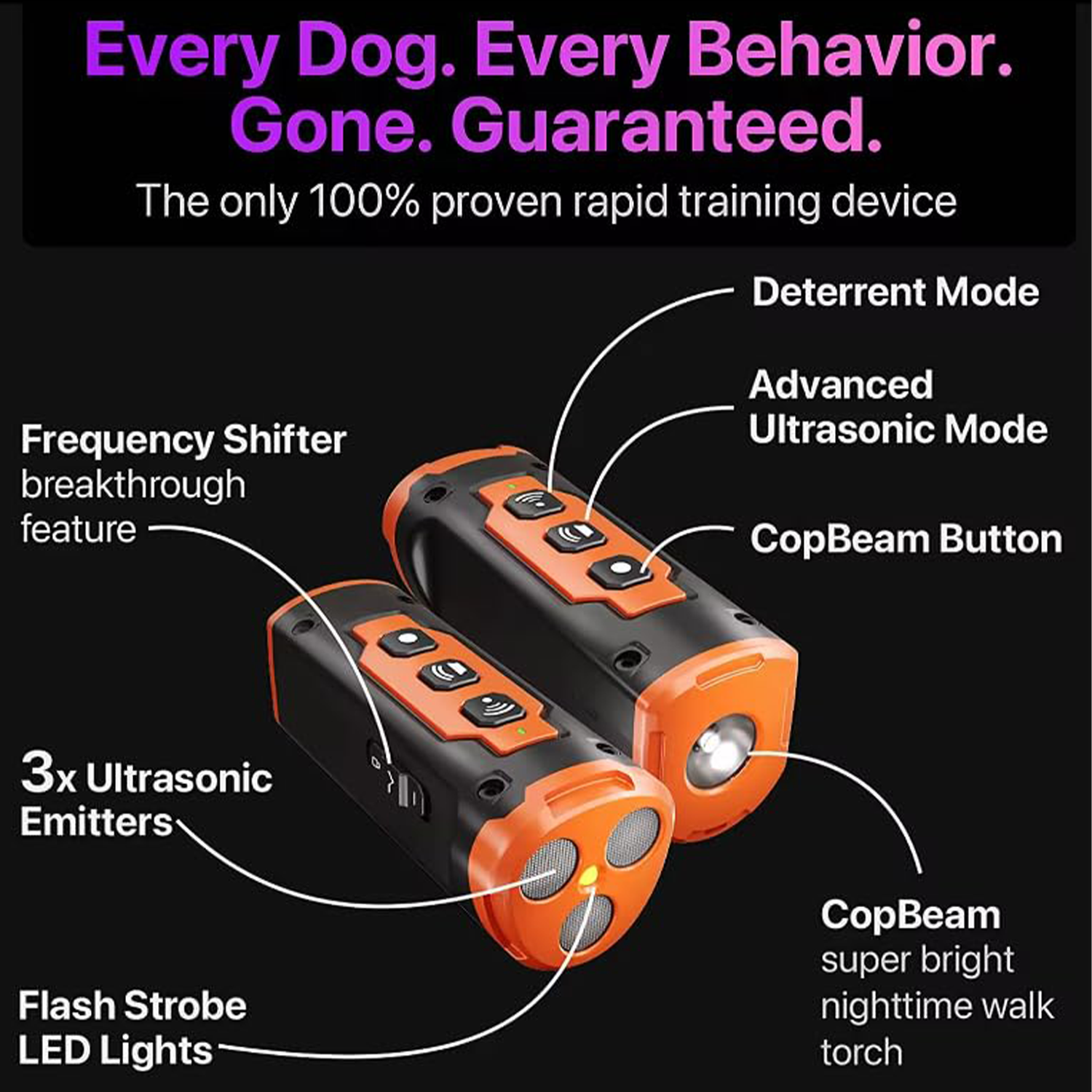 Ultrasonic Dog Trainer - Bark Control with LED Light 2