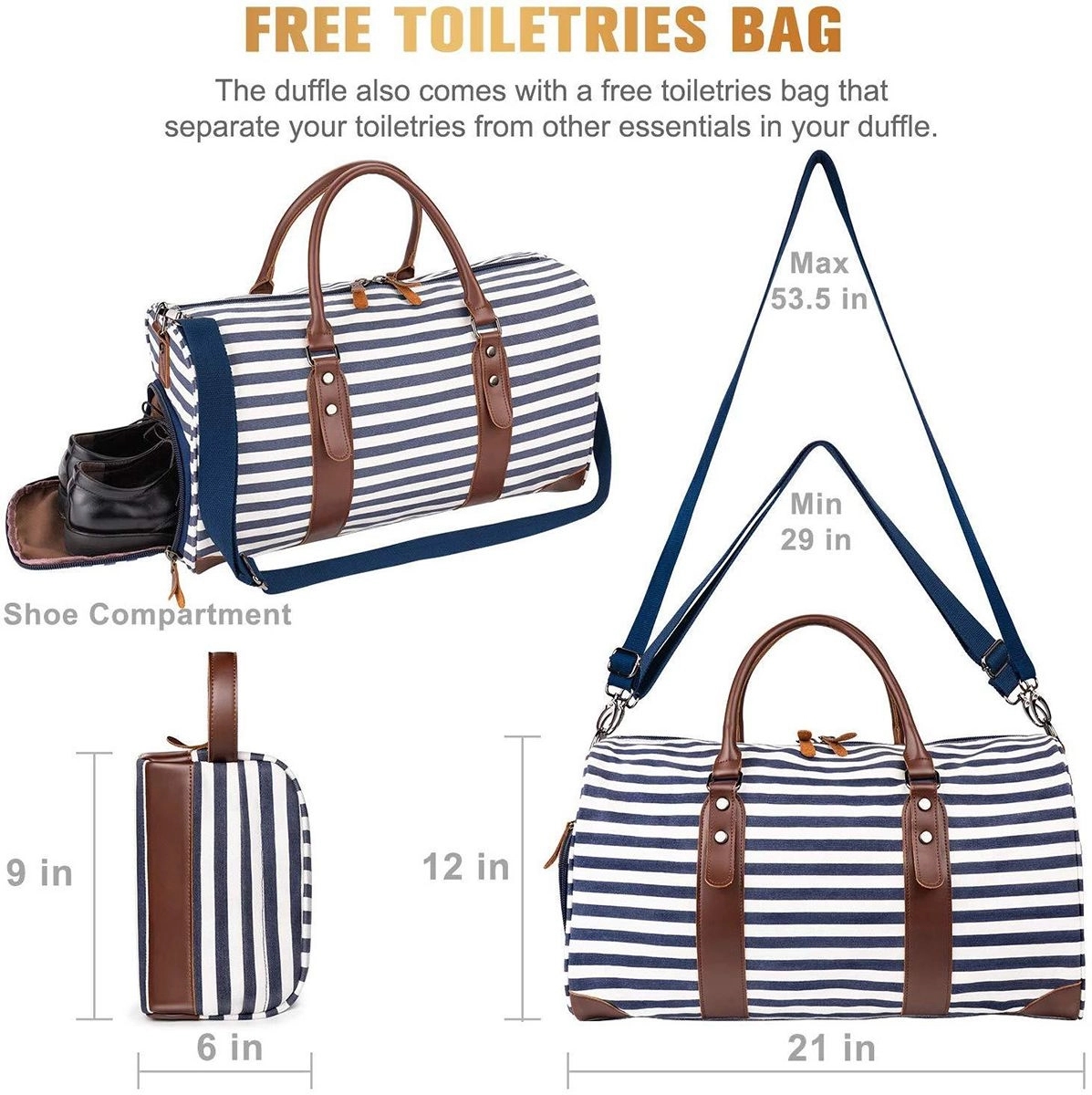 Canvas Leather Weekender Overnight Carry On Tote Bag 7