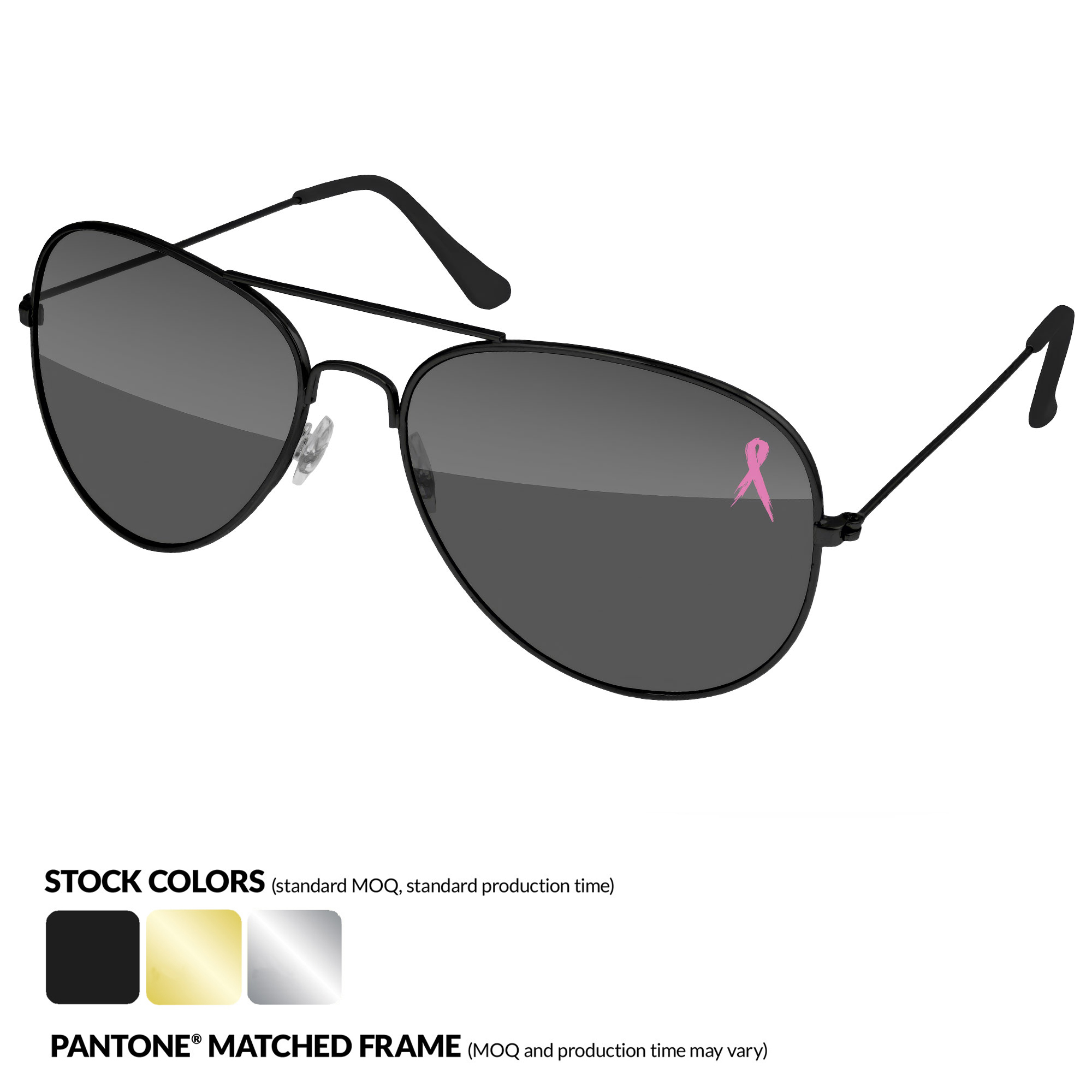 Breast Cancer Awareness Metal Aviator Sunglasses