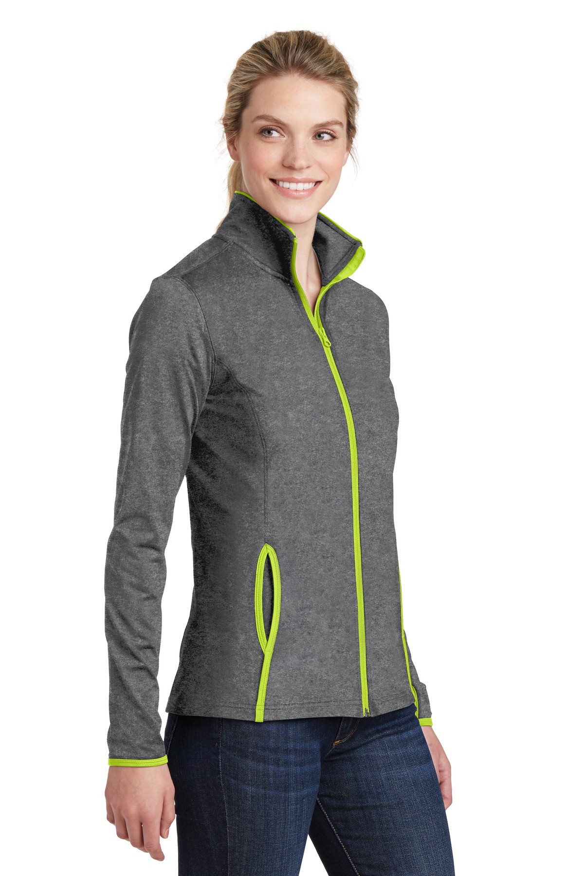 Sport-Tek Women's Sport-Wick Stretch Contrast Full-Zip Jacket. LST853 43