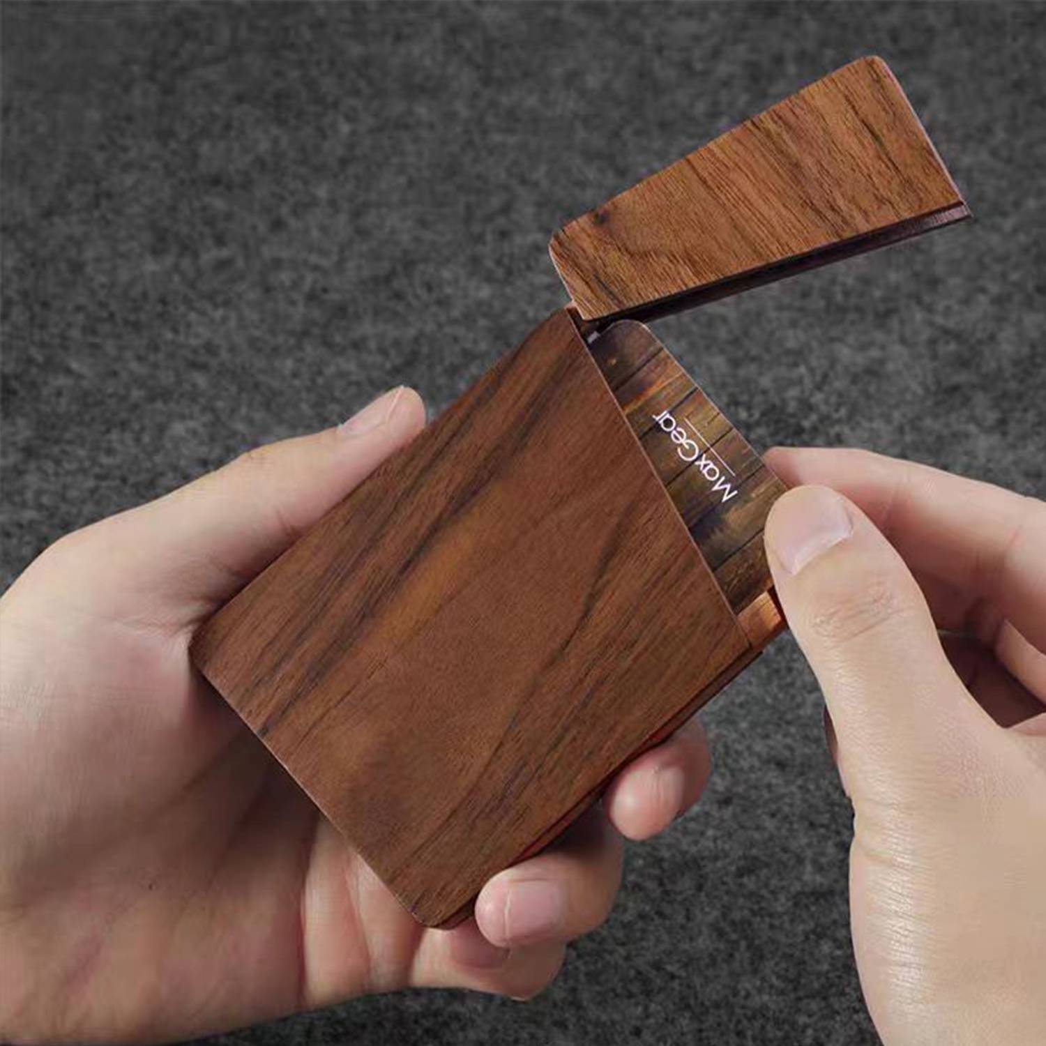 Solid Wood Business Card Holder Organizing Box 6