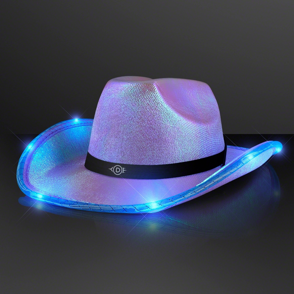 Light Up Iridescent Cowgirl Hat with Black Band 3