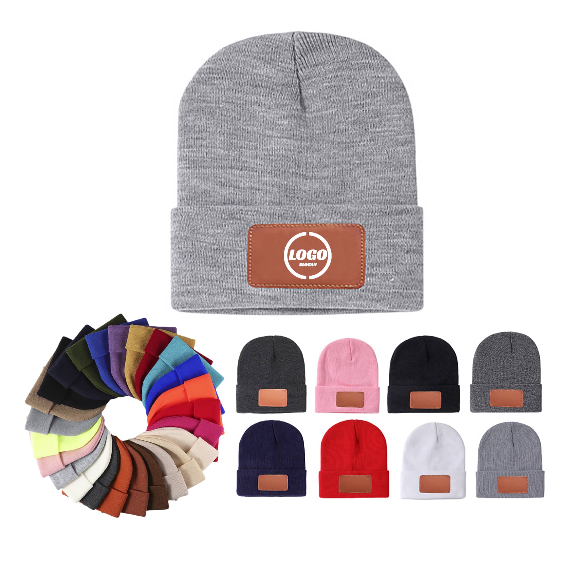 Premium Beanie Hat with Leather Patch 2