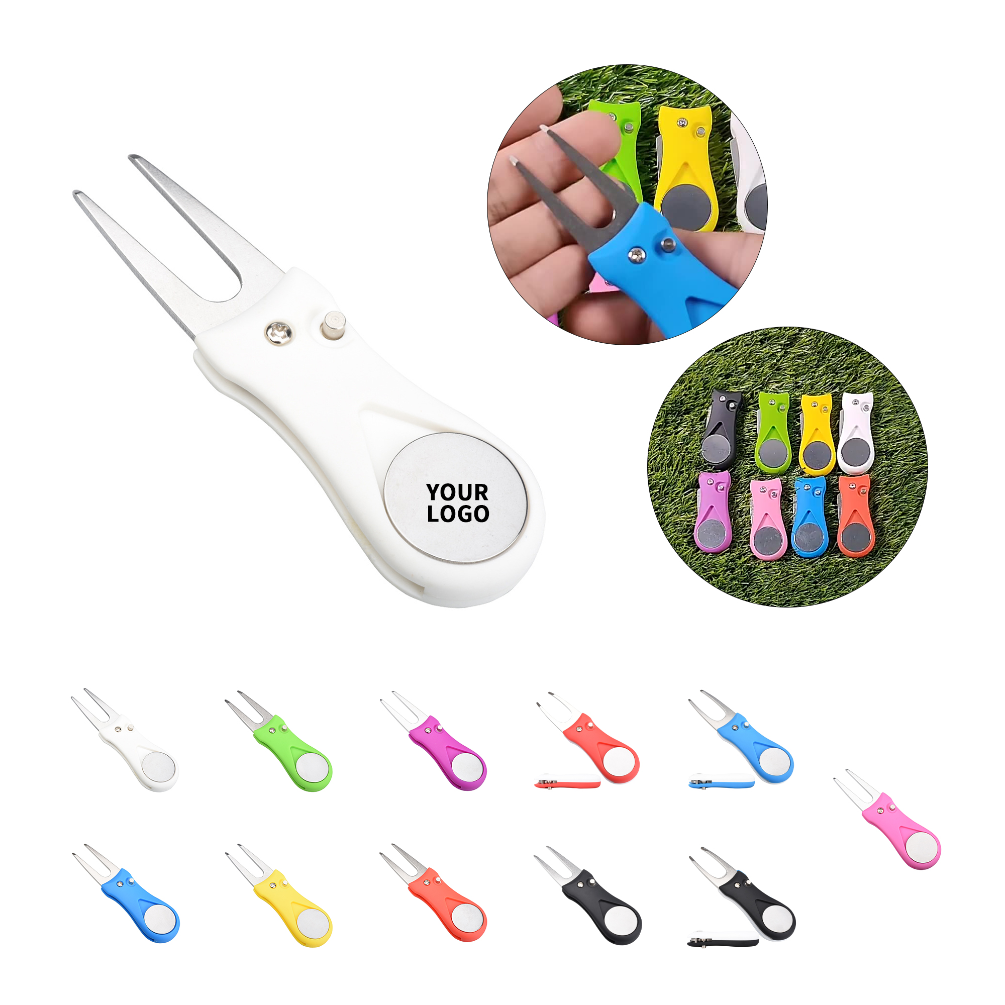 Foldable Metal Golf Divot Repair Tool 4.4 x 1.3 x 0.6" 1