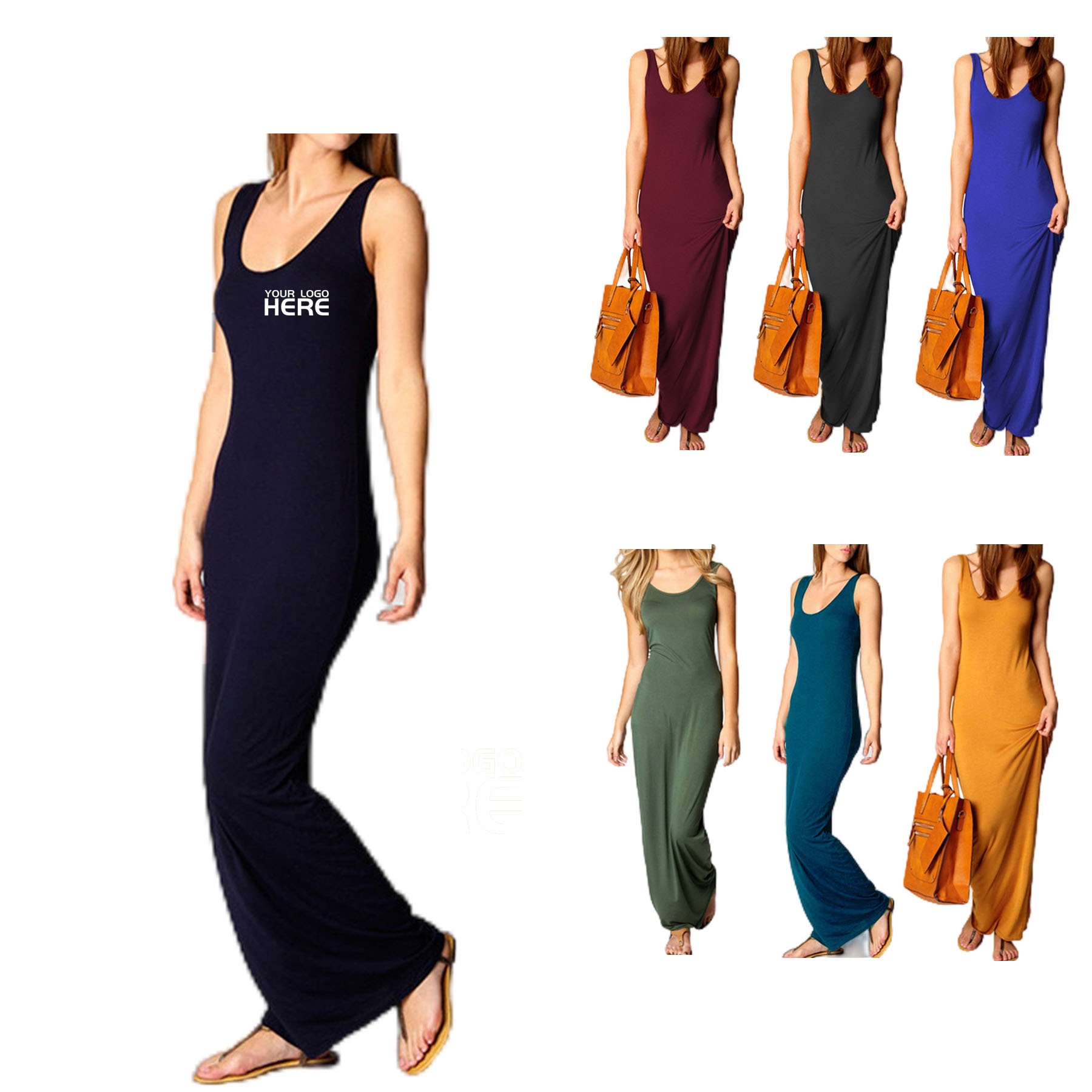 Women Basic Tight Slip Long Dress 2