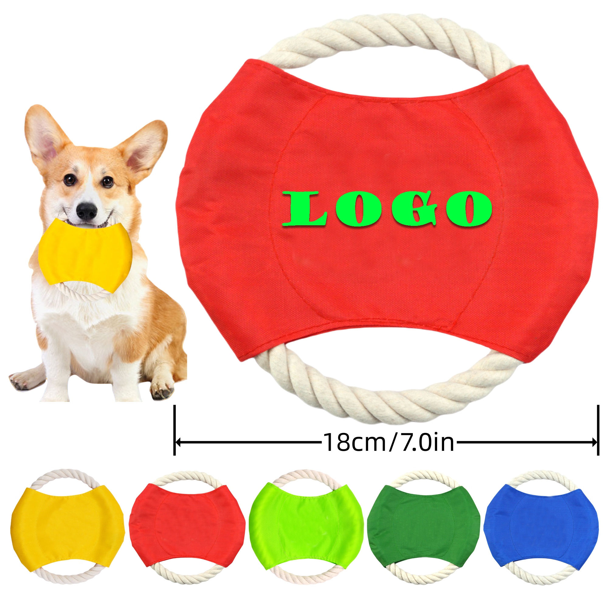 Durable Rope Flyer for Dogs - Chew-Resistant Training Disc & Teething Toy (7-inch/Multi-Color) 2