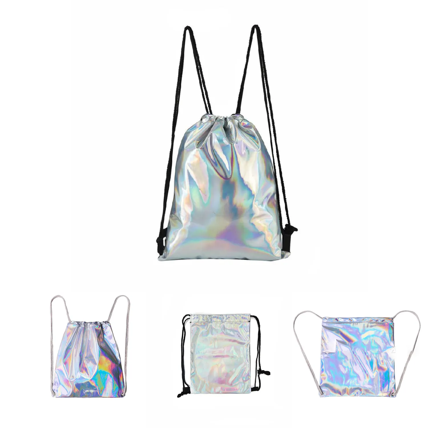 Pu Metallic Sport Drawstring Backpack Bag 1