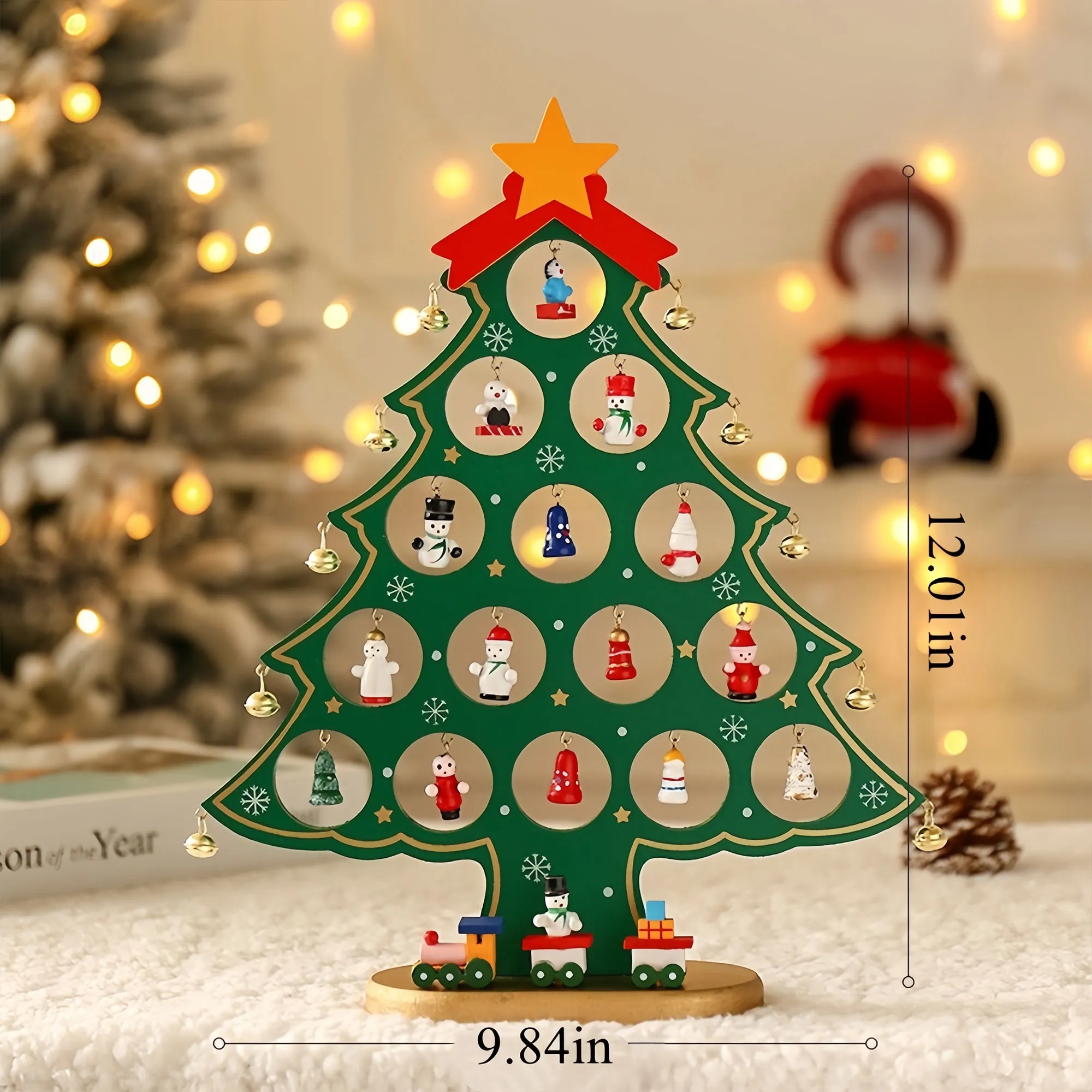 Mini Wooden Christmas Tree Desktop Ornament Hanging Decor 7
