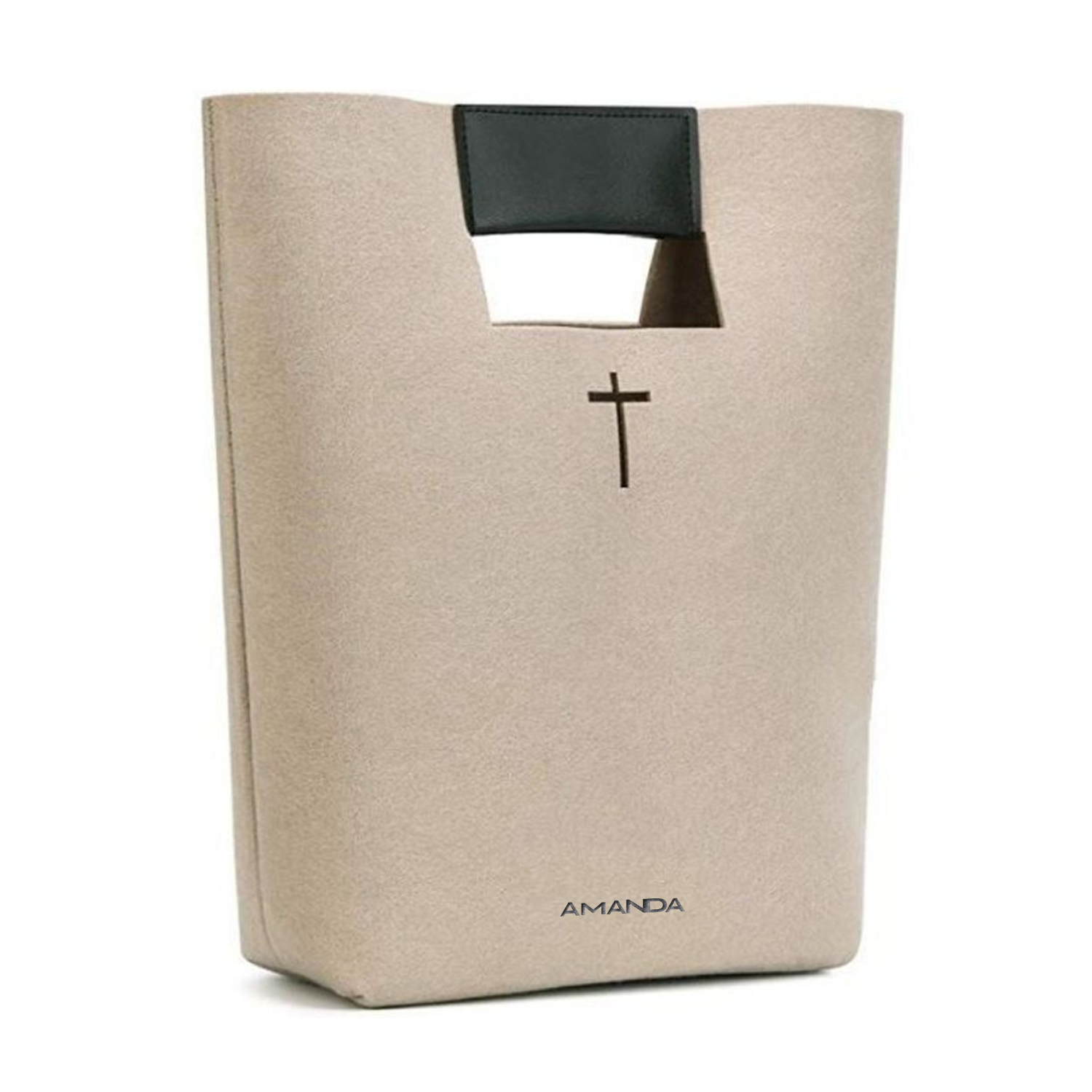 Carved Cross Felt Bible Church Outdoor User Thick Tote Bag 2