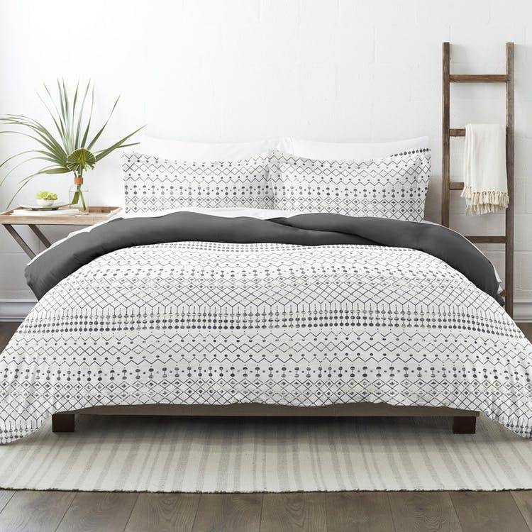 Reversible Duvet Cover Sets - Etched Gray Full-Queen 3 Piece 1
