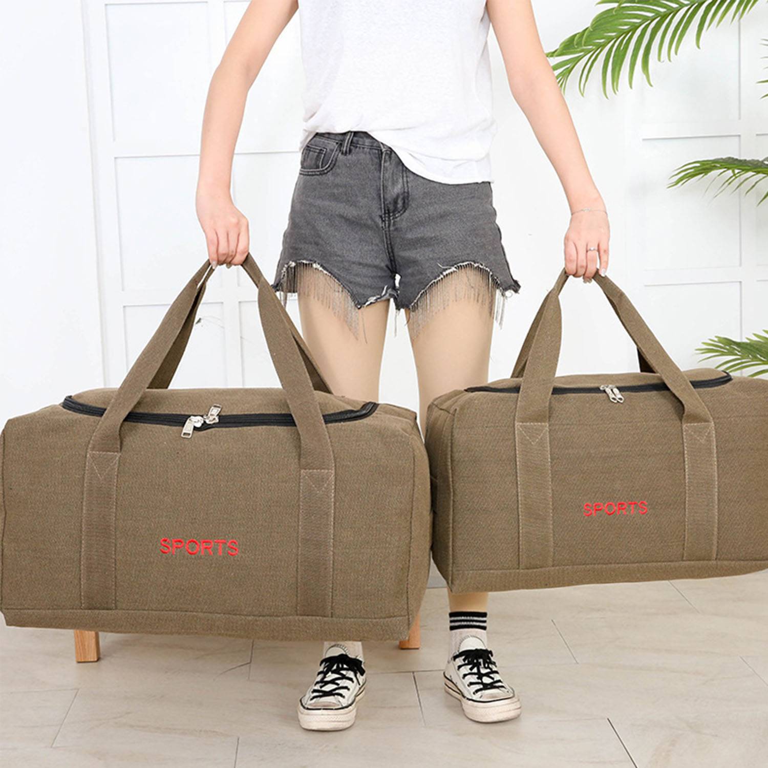 Canvas Large Capacity Portable Duffel Bag 3